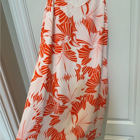 Orange and White Floral Tropical Resort Wear Dress J Crew - Picture 5 of 7